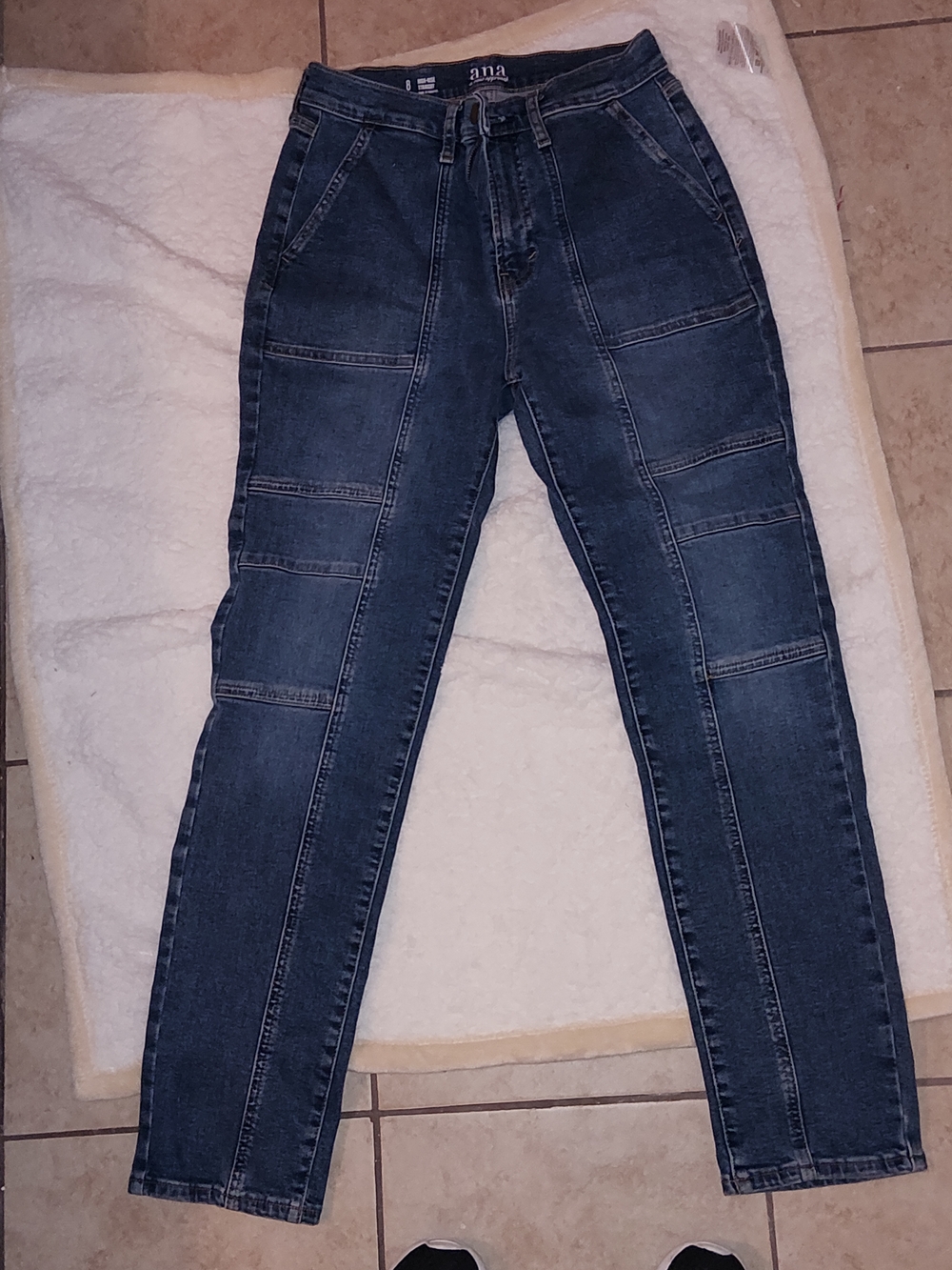 a.n.a Dark Blue Paneled Skinny Jeans